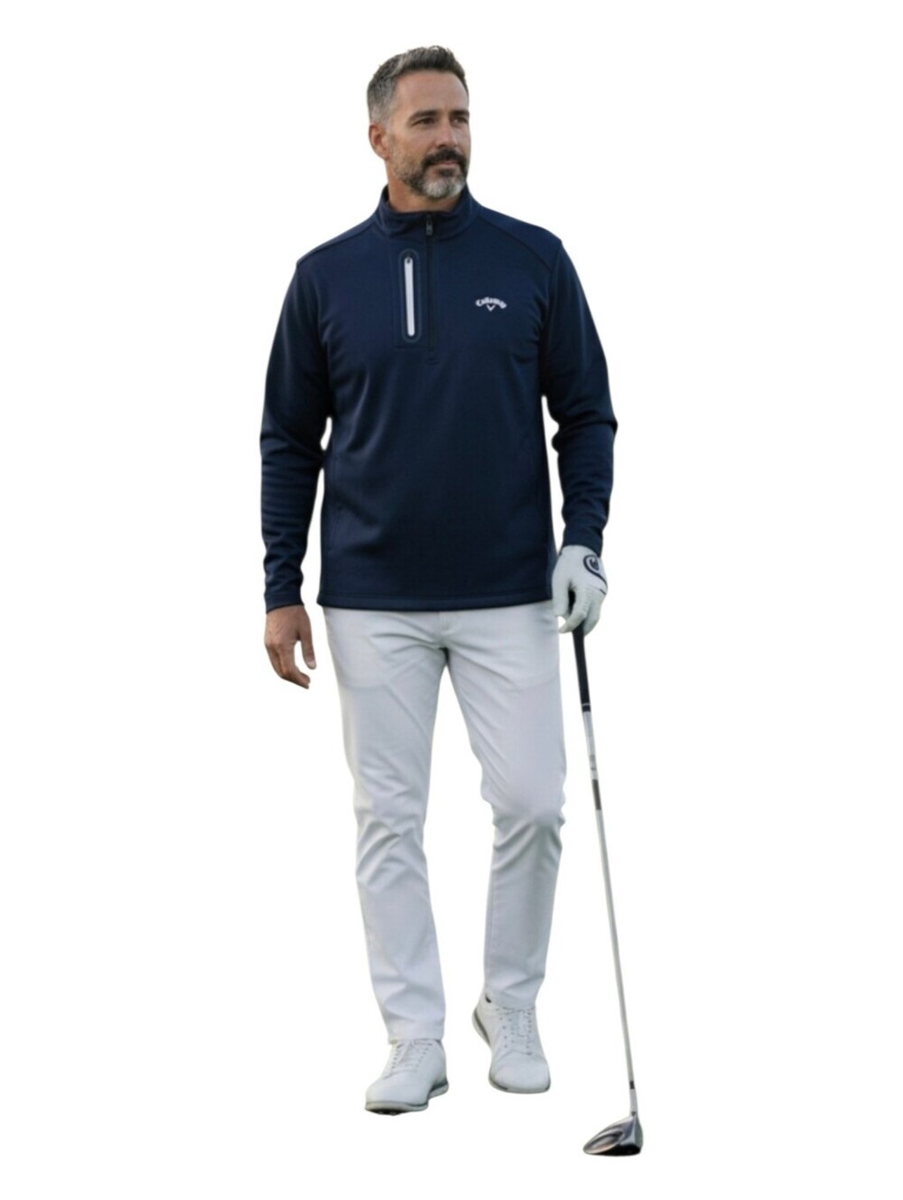 Callaway Mens Navy Blue Quarter Zip Golf Pullover Size Large
